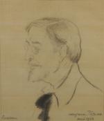 MANZANA PISSARO Georges (1871 - 1961)Loiseau, portrait présumé.Crayon, signé et...