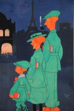 MICH (1881-1923, Michel LIEBAUX, dit)A ParisGouache et aquarelle signée en...