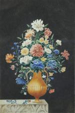 RIVET Auguste (actif au début du XIXème siècle)Compositions florales.Paire de...