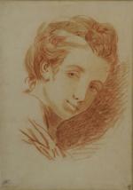 École FRANÇAISE du XIXème.Portrait de jeune femme.Sanguine. Signature apocryphe "Bonnet".31...