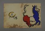 CALDER Alexandre  (1898-1976)Cheval tricolore.Lithographie et gouache, signé CA et...