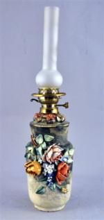 PARIS. LAMPE À HUILE PAR GILLE en céramique impressionniste, décor...