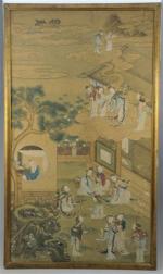 Rêve de poète. Gouache. Chine, XIXème. 120 x 68 cm.