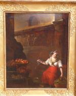 Laurent DABOS (Toulouse 1761 - Paris 1835)Marchande de légumes.Toile. Signée...