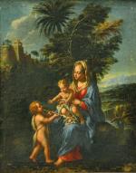 Attribué à Francesco COZZA (1605-1682)La Vierge à l'Enfant et Saint...