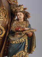 SAINTE-ANNE ET LA VIERGEGroupe en bois sculpté polychrome.XVIIIe siècle.ESPAGNE (?)Resplendor...