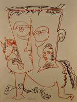 Charles LAPICQUE (1898-1988)Portrait équestreLithographie signée en bas au centre.62,5 x...