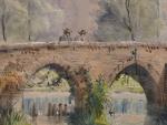 Jean-Baptiste MOULLIN (1817-1876)."Le Pont de Champagné, Sarthe" et " Moulin...