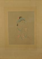 Léonard Tsuguharu FOUJITA (1886-1968).Femme à la coupe,Estampe en couleur sur...