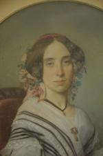 École FRANÇAISE du XIXème.Portrait d'une jeune femme de qualité. Famille...