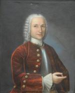 École FRANÇAISE du XVIIIème.Portrait d'un gentilhomme portant une armure et...