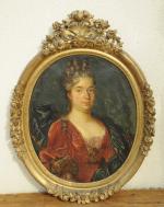 École FRANÇAISE du XVIIIème.Portrait de dame de qualité.Huile sur toile....