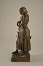 Princesse MARIE d'ORLEANS (1813-1839).Jeanne d'Arc se recueillant avant le combat.Bronze...
