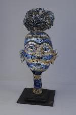 Roger CHOMEAUX, dit CHOMO (1907-1999)Tête de femmeSculpture en grillage, plastique...