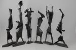 Roger CHOMEAUX, dit CHOMO (1907-1999)Danseurs, AlunisSix petites sculpture en tôle...