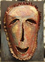 Roger CHOMEAUX, dit CHOMO (1907-1999)VisageTôle découpée sur contre-plaqué peint, montage...
