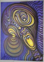 Roger CHOMEAUX, dit CHOMO (1907-1999)Tête sur fond violetEncrine sur papier,...