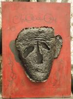 Roger CHOMEAUX, dit CHOMO (1907-1999)MasqueBas-relief en tôle découpée sur contreplaqué...