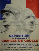 Cinq AFFICHES  "EXPOSITION EN HOMMAGE À CHARLES DE GAULLE",...