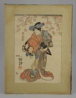 ESTAMPES JAPONAISES. Deux oban tate-e par Toyokuni III et Kuniyoshi,...