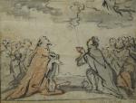 Lucas FRANCHOYS le JEUNE (Malines, 1616 - 1681)Un roi demandant...