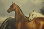 François-Émile de LANSAC (Tulle, 1803 - Paris, 1890)Trois chevaux.Sur sa...