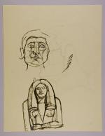 Alberto GIACOMETTI (Borgonovo, 1901 - Coire, 1966)[D'après deux sculptures égyptiennes...