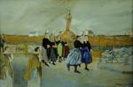 Max JACOB (Quimper, 1876 - Drancy, 1944)Le Pardon, procession. Aquarelle,...