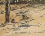 Louis de LAJARRIGE (1873-1939) Bécasses au crépuscule. Crayon et encre...