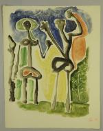 Alberto FABRA (né en Argentine en 1920)Figures II.Quatre aquarelles travaillées...