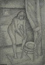Marie Voborieff MAREVNA (1892-1884)La femme au tub. Encre de Chine....