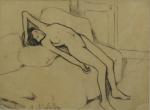 Suzanne VALADON (Bessines-sur-Gartemps, 1865 - Paris, 1938).Nu allongé sur un...