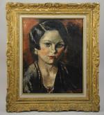 Henry de WAROQUIER (Paris, 1881 - 1970)"Portrait de Mme Gauthier".Huile...