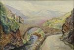 Anatole DEVARENNE (1880-1954). Village de montagne.Aquarelle sur papier signée en...