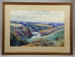 Anatole DEVARENNE (1880-1954).Paysage de campagne et rivière.Aquarelle sur papier signée...