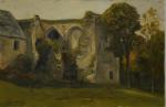 Anatole DEVARENNE (1880-1954)Ruines dans un paysage champêtre.Huile sur toile signée.21,2...