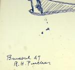 Robert Henri PINCHON (1889-?) Barque échouée à Fécamp.Encre signée en...