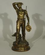 Maurice CONSTANT (1892-1970) "Moissonneur"Bronze à pâtine dorée et cuivrée, signé...