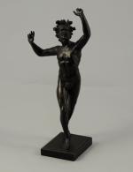 SATYRE dansant. Figure en bronze patiné d'après l'antique, sur socle...