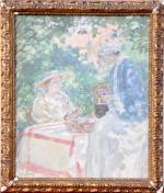 Rupert Charles Wulsten BUNNY (1864-1947). Femmes au jardin. Toile signée...