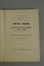 CONGRÈS MAÇONNIQUE INTERNATIONAL, Grand Orient de France, centenaire (1789-1889), compte...