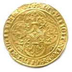 CHARLES VI 1380-1422Écu de France couronné. Ponctuation avec doubles-sautoirs.R/. Croix...