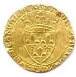 CHARLES VI 1380-1422Écu de France couronné. Ponctuation avec sautoir et...