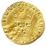 CHARLES VI 1380-1422Écu de France couronné. Ponctuation par deux points...