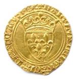 CHARLES VI 1380-1422Écu de France couronné. Ponctuation par doubles-sautoirs et...