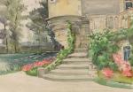 Marguerite de BIENCOURT. Escalier d'Azay le Rideau. Aquarelle. 27 x...