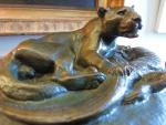 * - Antoine Louis BARYE (1796-1875) Tigre au glavial.Bronze à...