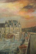 Ferdinand DESNOS (Pontlevoy, 1901 - Paris, 1958)Chenonceau au crépuscule.Huile sur...