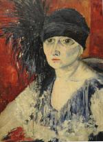 Natalia GONTCHAROVA (Ladyjino, 1881 - Paris, 1962) Autoportrait présumé.Au verso...
