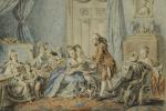 Abraham Samuel FISCHER (1744 - Berne 1809)Galante assemblée en conversation.Galante...